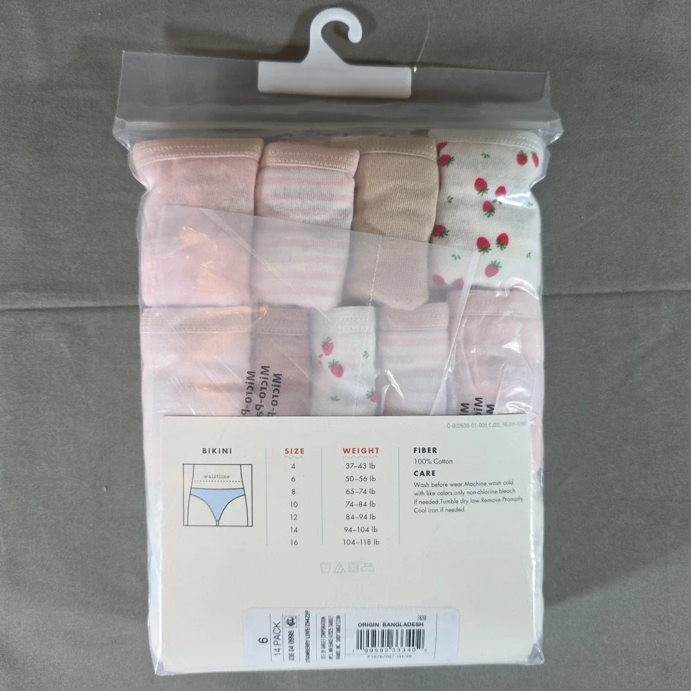 14 Count Cat & Jack Girls Underwear Bikinis - Size 6 Pastel Colors - 100% Cotton